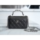 Chanel 23K Fall/Winter New "Mini Double C" Handle Long Box, Black, Lambskin  