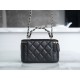 Chanel 23K Fall/Winter New "Mini Double C" Handle Long Box, Black, Lambskin  