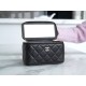 Chanel 23K Fall/Winter New "Mini Double C" Handle Long Box, Black, Lambskin  