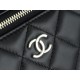 Chanel 23K Fall/Winter New "Mini Double C" Handle Long Box, Black, Lambskin  