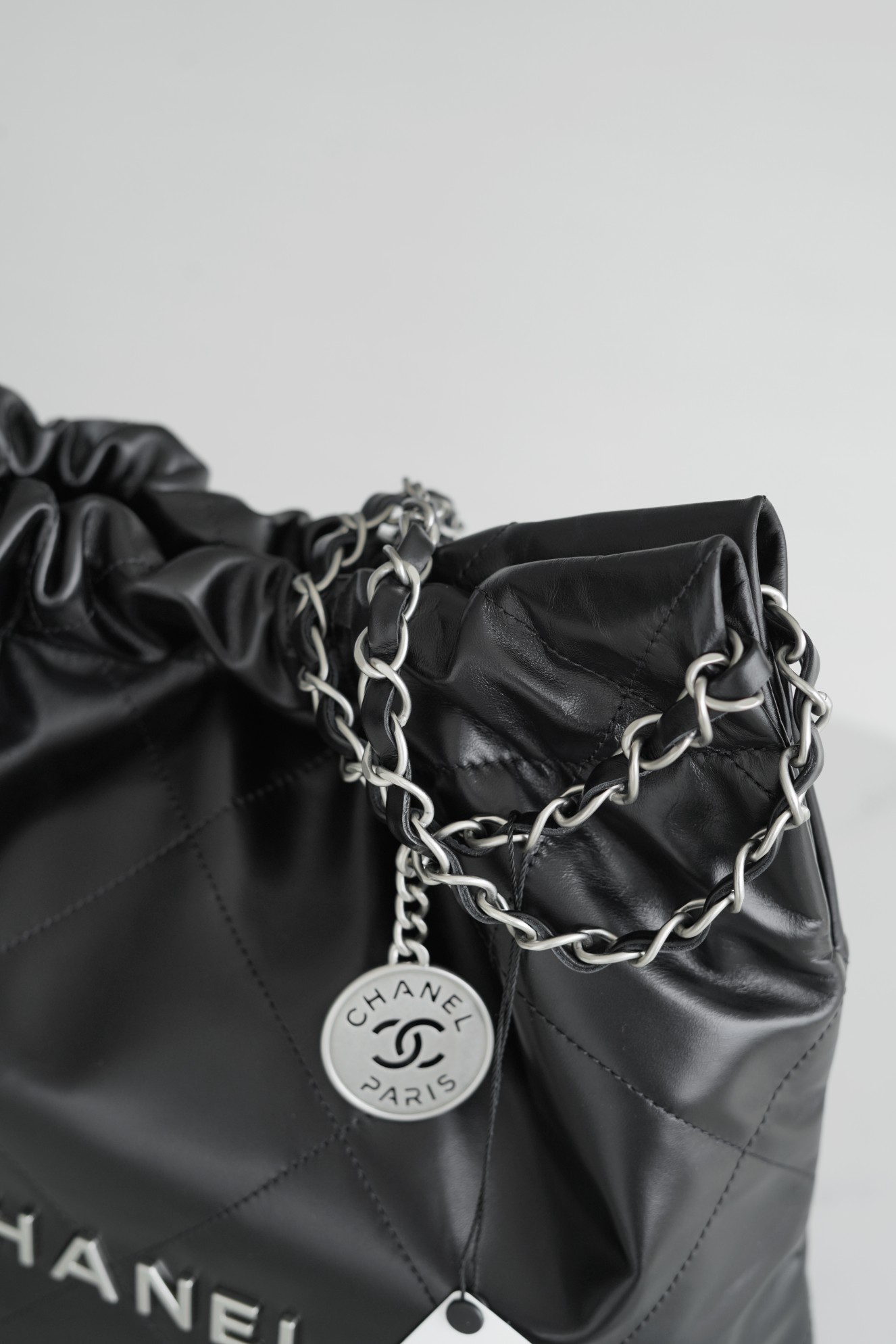 Chanel 22P Spring/Summer New 22 Bag, Small, Black, Silver Hardware  