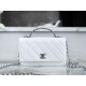 Chanel 23K Rhinestone Handle WOC, White, Calfskin  