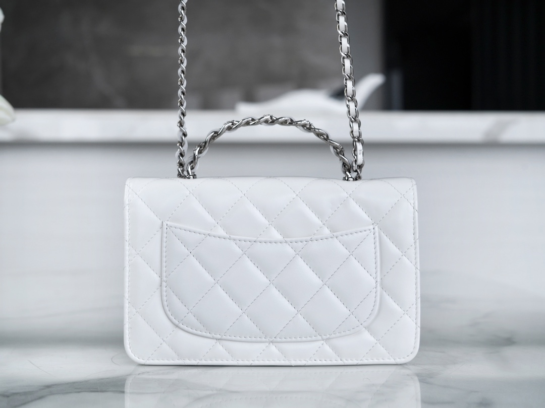 Chanel 23K Rhinestone Handle WOC, White, Calfskin  