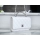 Chanel 23K Rhinestone Handle WOC, White, Calfskin  