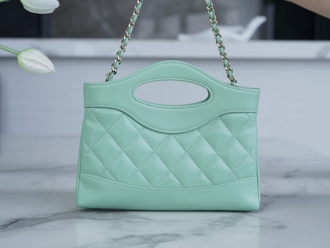 Chanel 24S Horizontal 31 Bag Nano, Mint Green, Oil Waxed Lambskin  