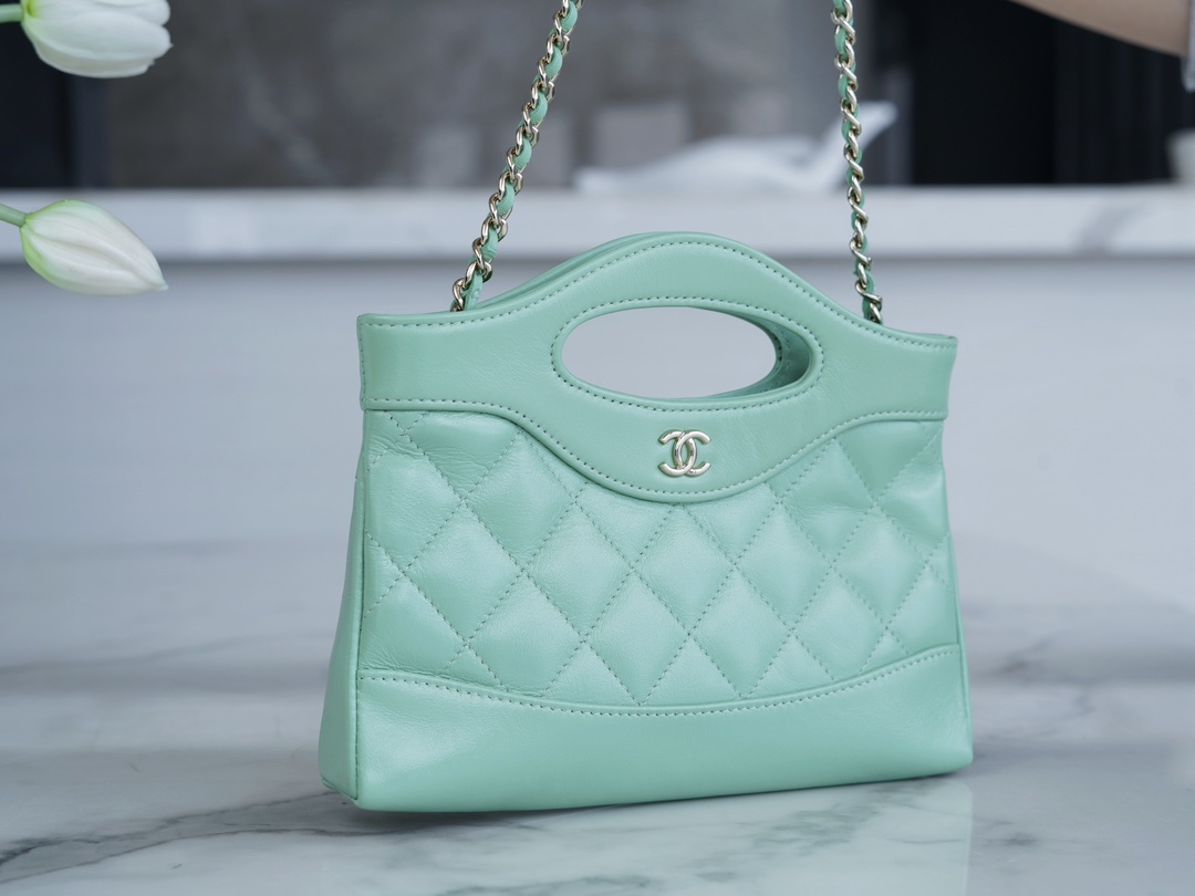 Chanel 24S Horizontal 31 Bag Nano, Mint Green, Oil Waxed Lambskin  