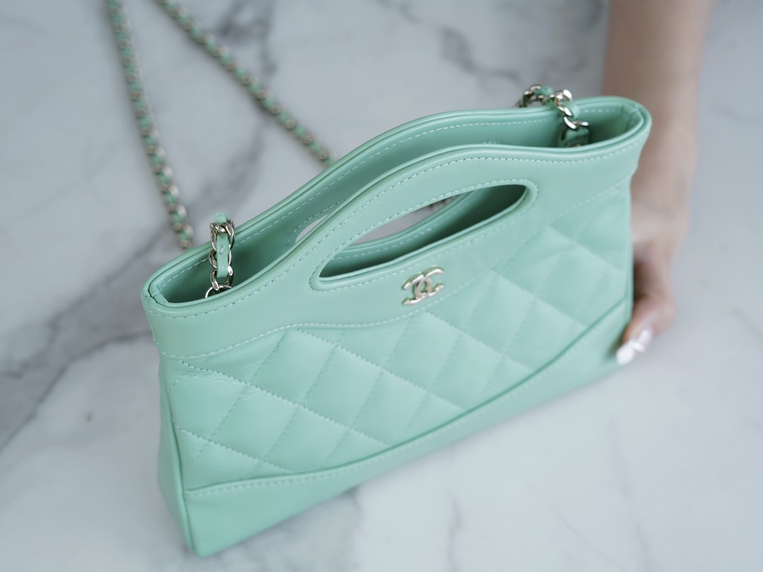 Chanel 24S Horizontal 31 Bag Nano, Mint Green, Oil Waxed Lambskin  