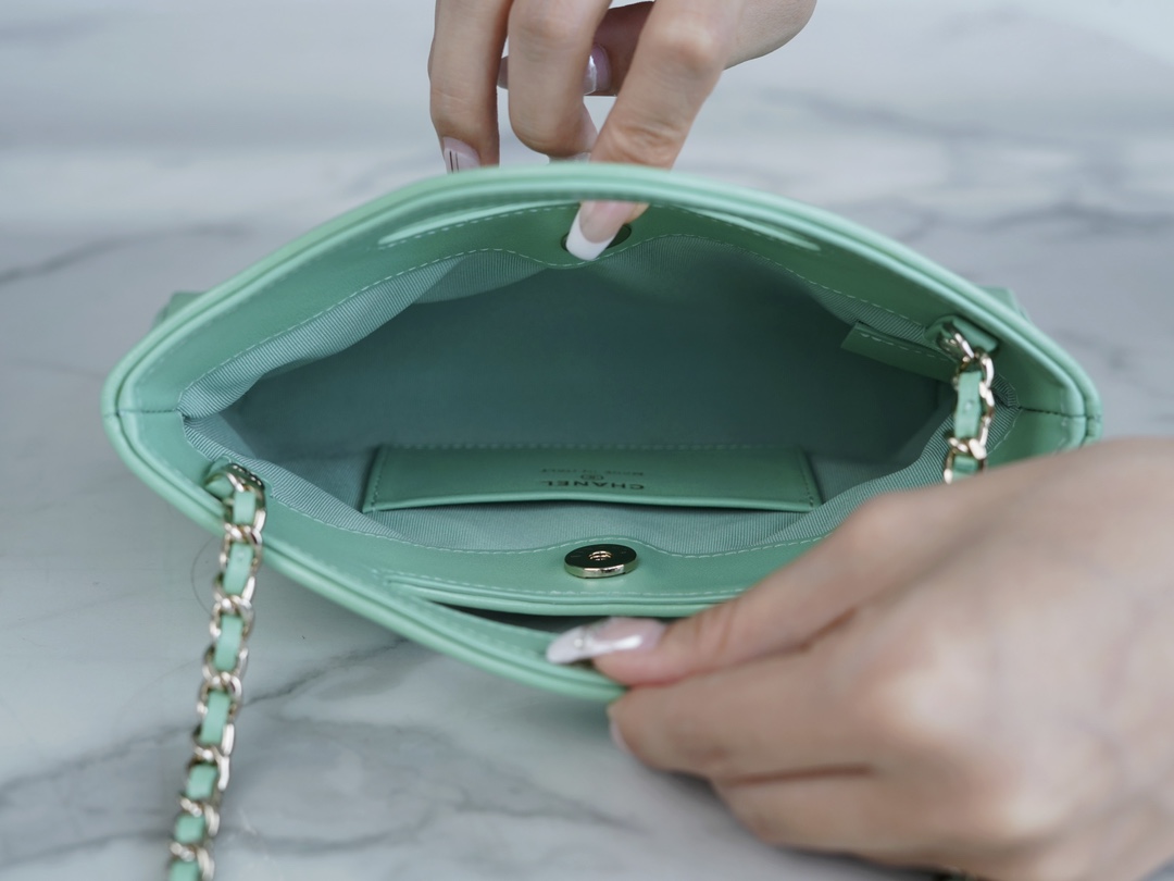 Chanel 24S Horizontal 31 Bag Nano, Mint Green, Oil Waxed Lambskin  