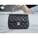 Chanel 24P Pearl Chain, Large Square Bag, Black  