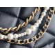 Chanel 24P Pearl Chain, Large Square Bag, Black  