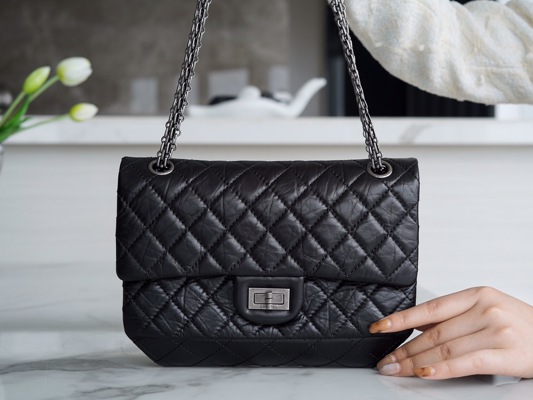 Chanel Small, Black and Silver, Calfskin