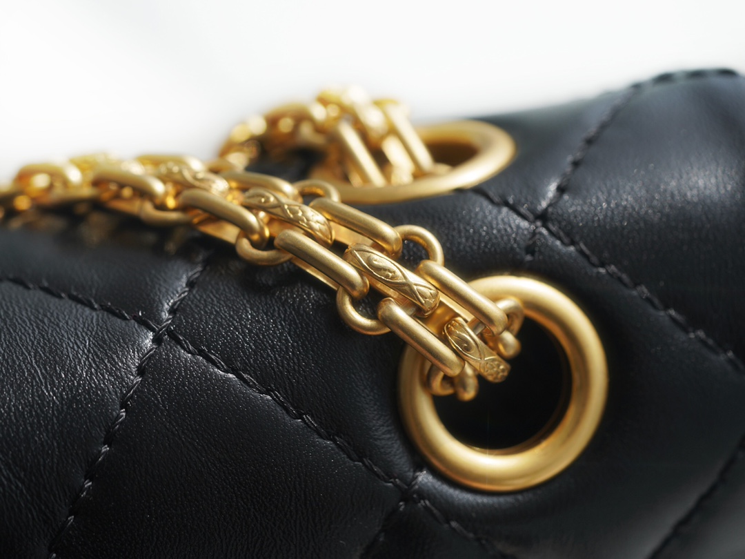 Chanel Small Black & Gold Calfskin - Hardware Detail Close-Up  