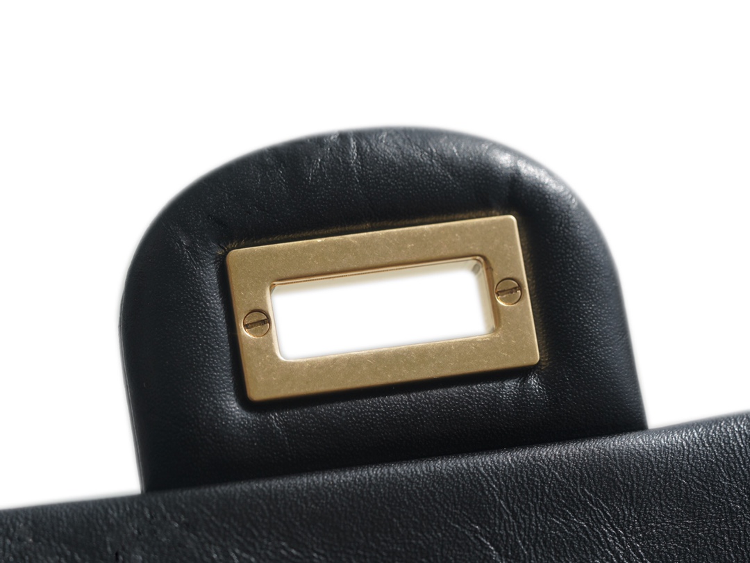 Chanel Small Black & Gold Calfskin - Hardware Detail Close-Up  