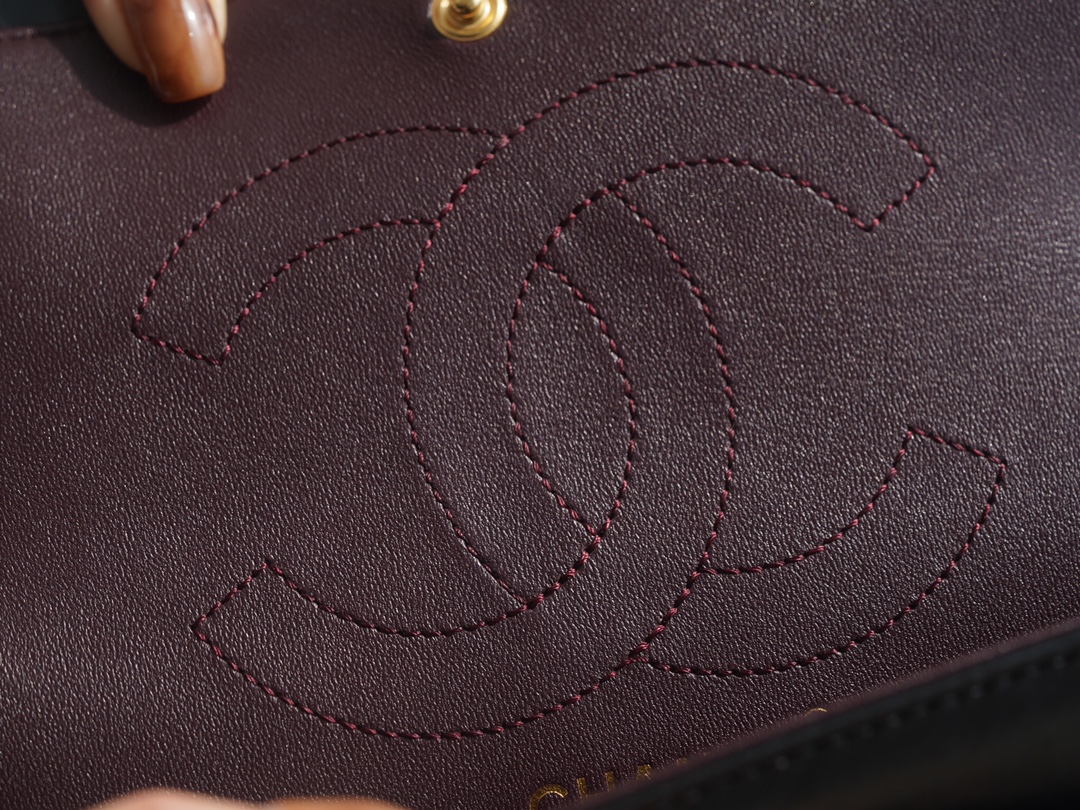 Chanel Small Black & Gold Calfskin - Hardware Detail Close-Up  