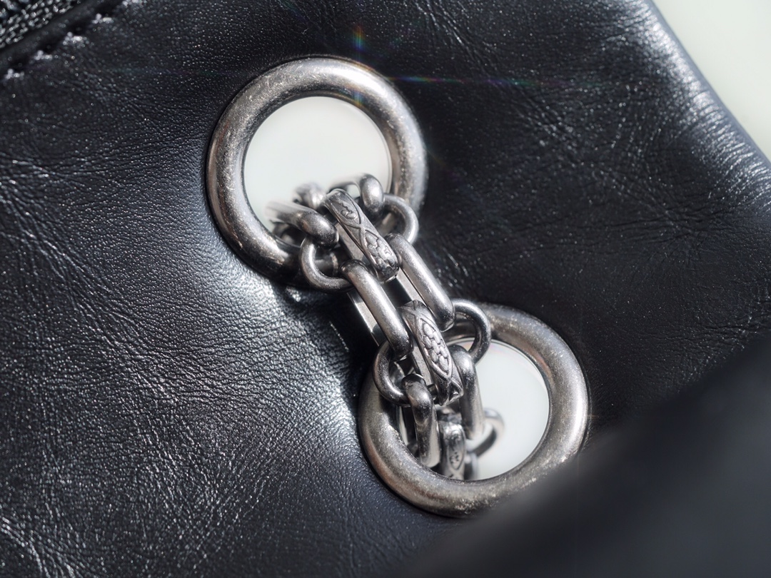 Chanel Black & Silver Calfskin - Hardware Detail Close-Up  