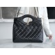 Chanel 24S 31 Bag Small Black Oiled Waxed Creased Lambskin  