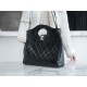 Chanel 24S 31 Bag Small Black Oiled Waxed Creased Lambskin  