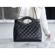 Chanel 24S 31 Bag Small Black Oiled Waxed Creased Lambskin  