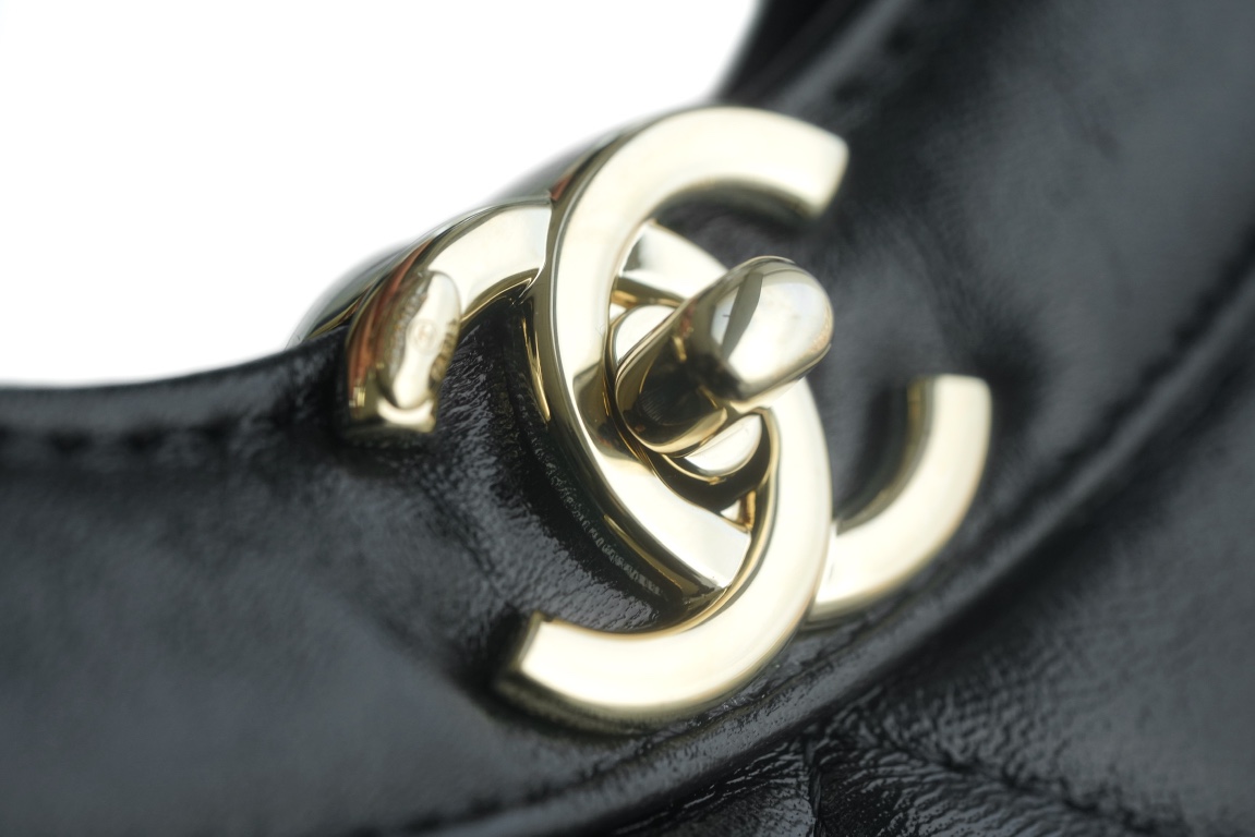 Chanel 24S 31 Bag Small Black Oiled Waxed Creased Lambskin  