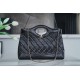 Chanel 24S 31 Bag Medium Horizontal Black Oiled Waxed Creased Lambskin  