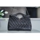 Chanel 24S 31 Bag Medium Horizontal Black Oiled Waxed Creased Lambskin  