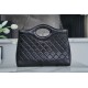 Chanel 24S 31 Bag Medium Horizontal Black Oiled Waxed Creased Lambskin  