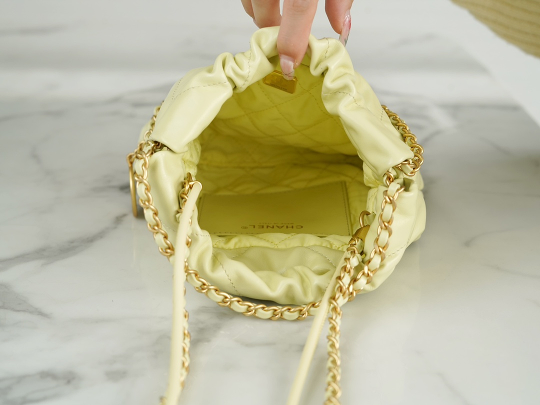 Chanel 23S 22 Mini Bag Chick Yellow Calfskin