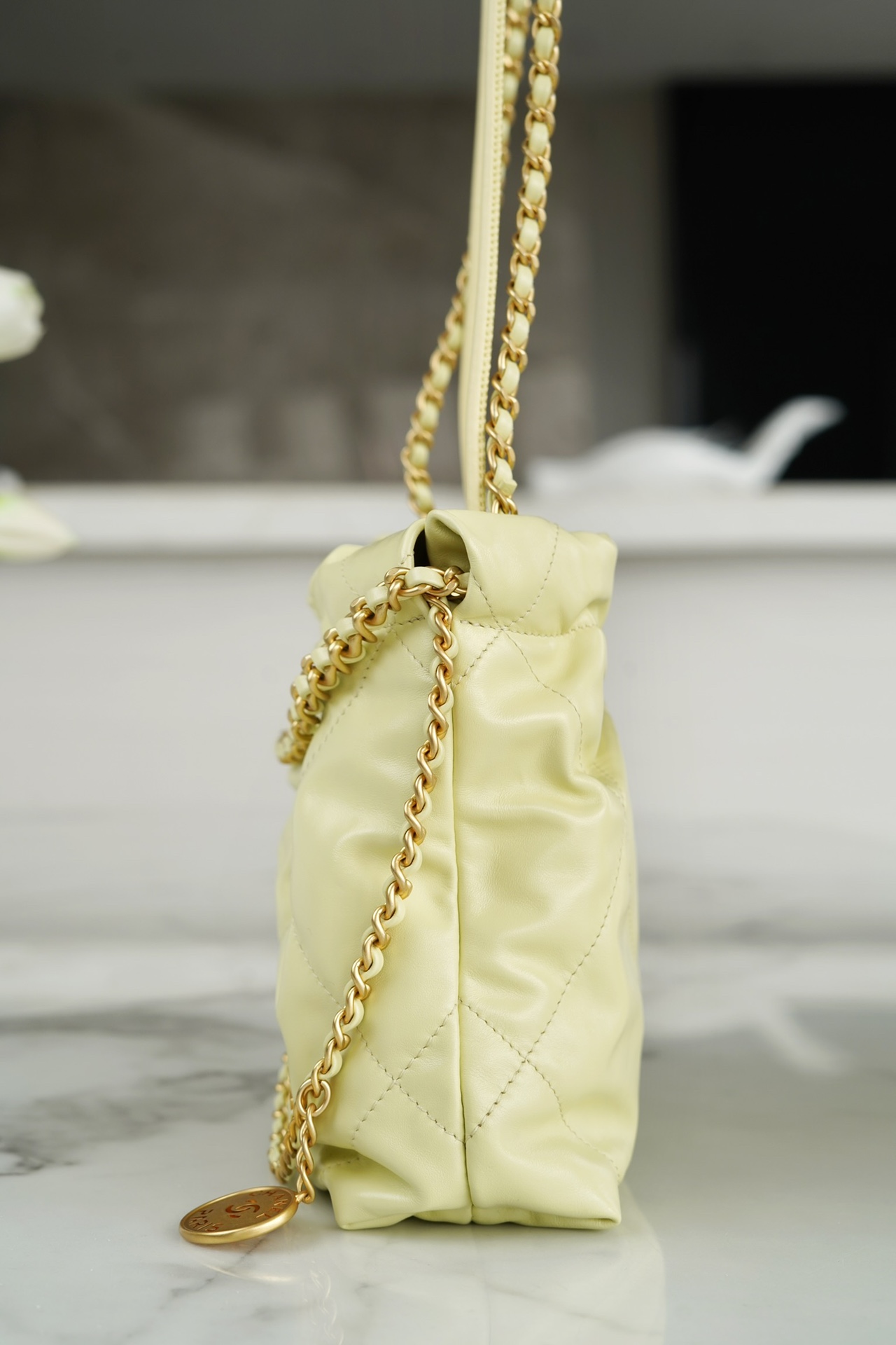 Chanel 23S 22 Mini Bag Chick Yellow Calfskin