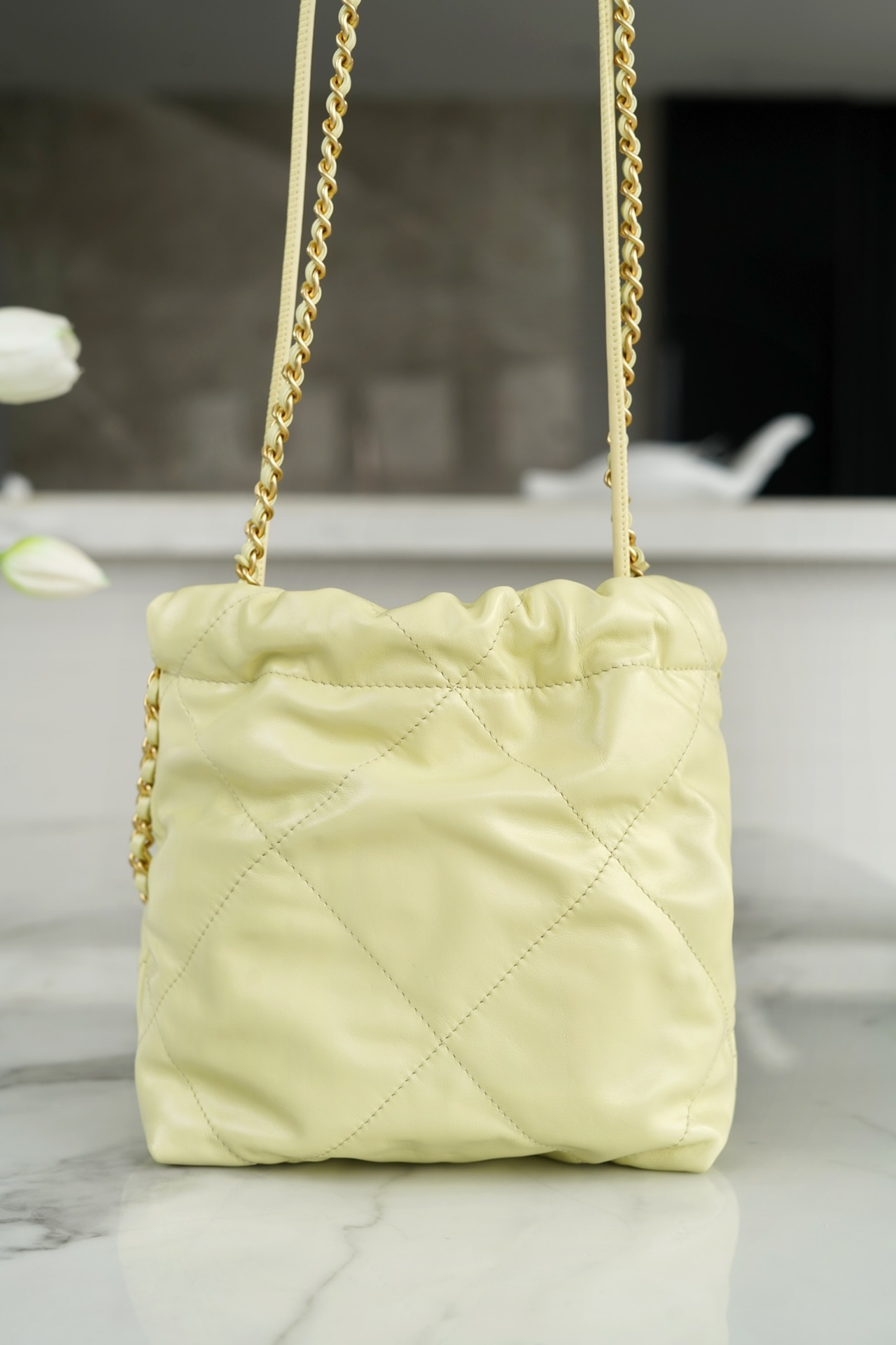 Chanel 23S 22 Mini Bag Chick Yellow Calfskin