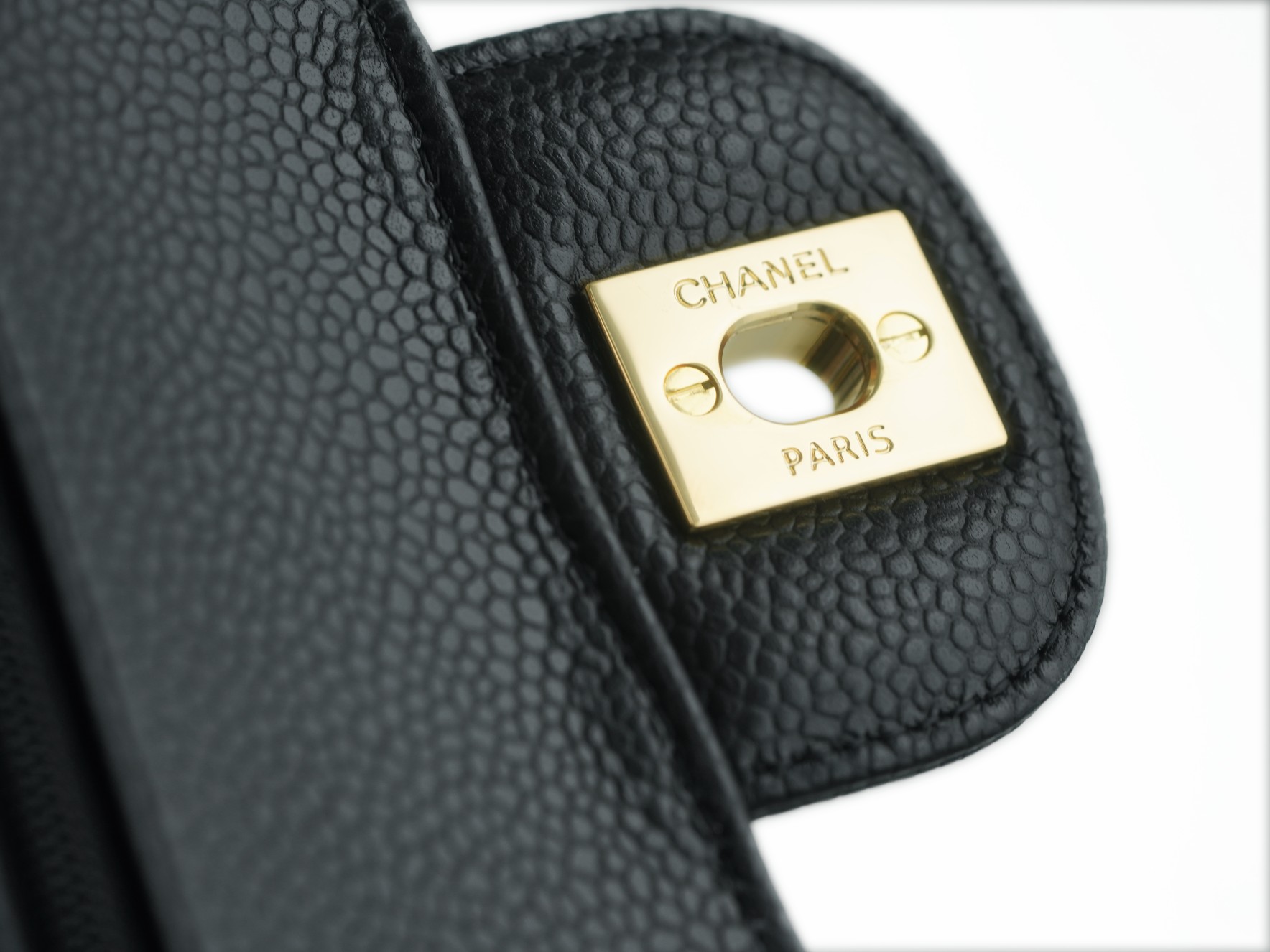 CF Classic Flap | Small Black & Gold Lizard Grain Calfskin  