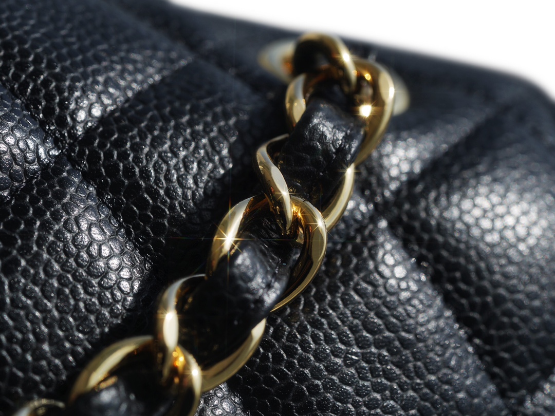 CF Classic Flap Jumbo Caviar Calfskin Black & Gold  