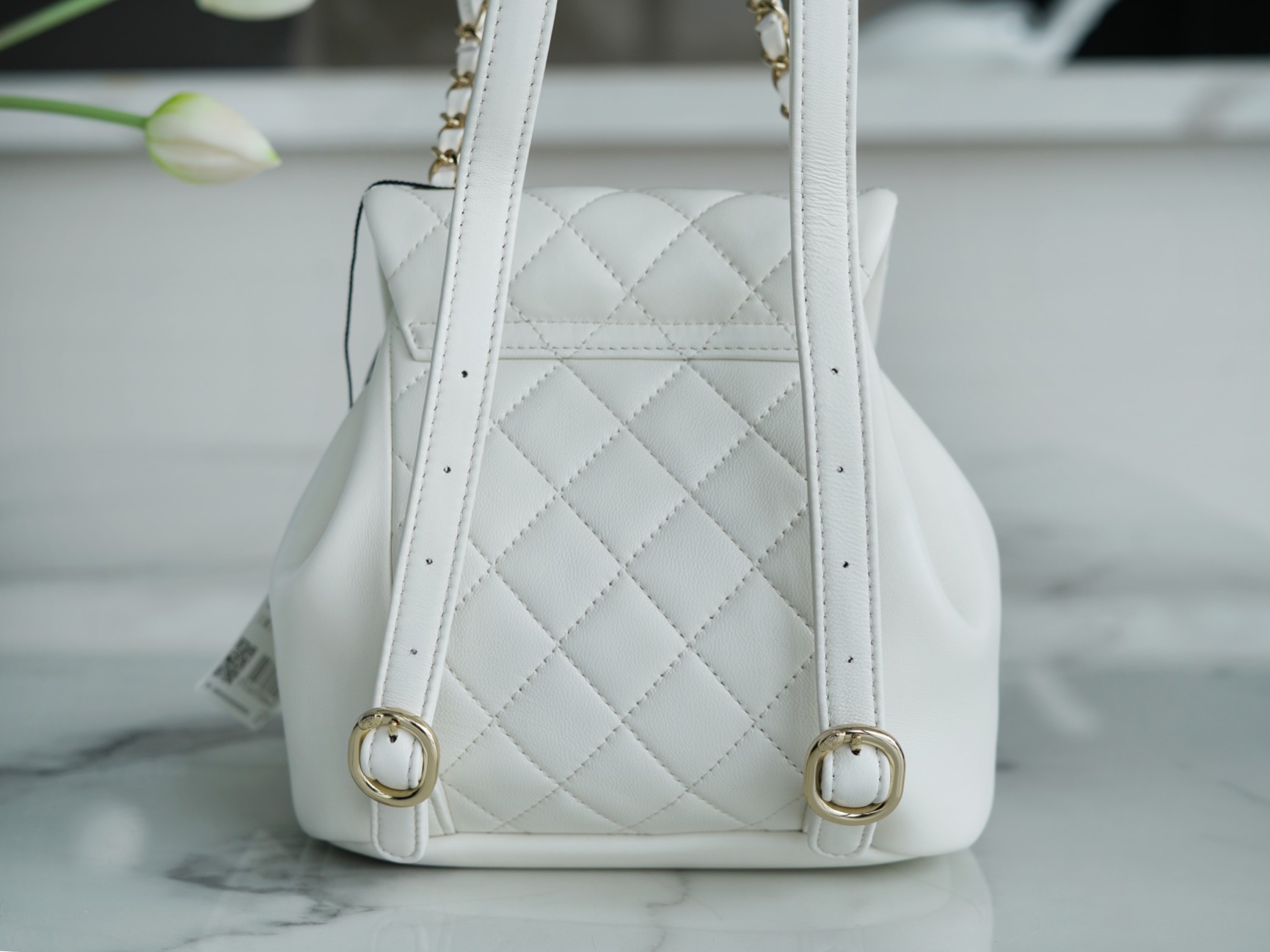 CHANEL✦ 22A New Duma Backpack Lambskin White  