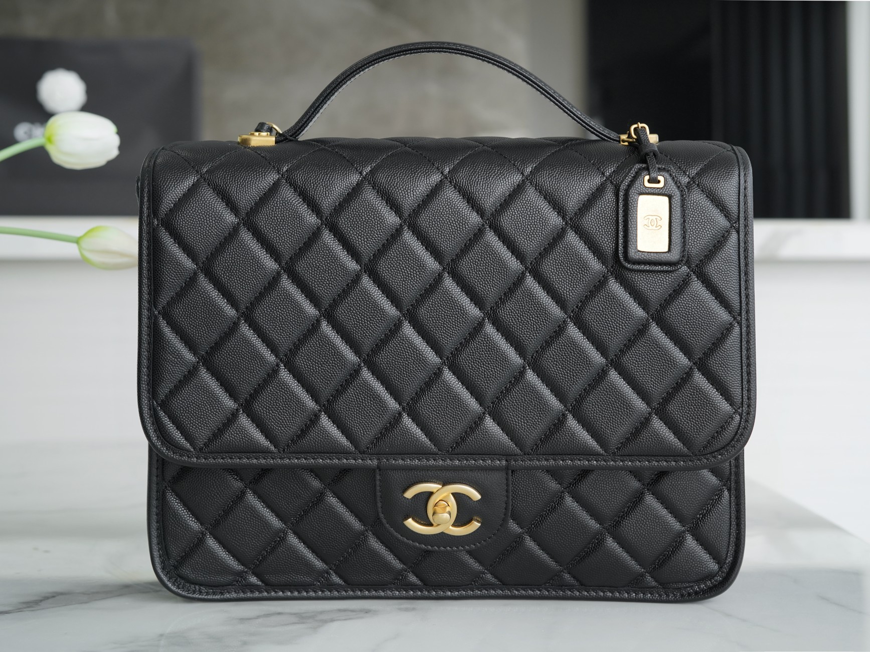 CHANEL 22K Haute Couture Caviar Backpack Fine Grain Calfskin  