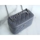 CHANEL 23K Rhinestone Handle Long Box Deep Grey Lambskin  