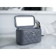 CHANEL 23K Rhinestone Handle Long Box Deep Grey Lambskin  