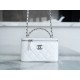 CHANEL 23K Rhinestone Handle Long Box White Lambskin  