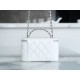 CHANEL 23K Rhinestone Handle Long Box White Lambskin  