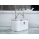 CHANEL 23K Rhinestone Handle Long Box White Lambskin  