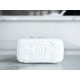 CHANEL 23K Rhinestone Handle Long Box White Lambskin  