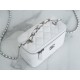 CHANEL 23K Rhinestone Handle Long Box White Lambskin  