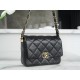 CHANEL 23K Fall/Winter Collection 19 Wide Strap Flap Bag Black & Gold Crinkled Calfskin  