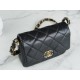 CHANEL 23K Fall/Winter Collection 19 Wide Strap Flap Bag Black & Gold Crinkled Calfskin  