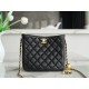 CHANEL 22K Metal Ball Hobos Black Small Lambskin  