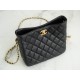 CHANEL 22K Metal Ball Hobos Black Small Lambskin  