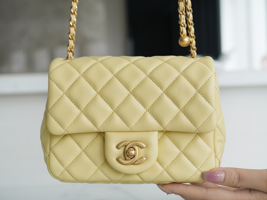 Chanel CF Metal Ball Square Fatty Chick Yellow  