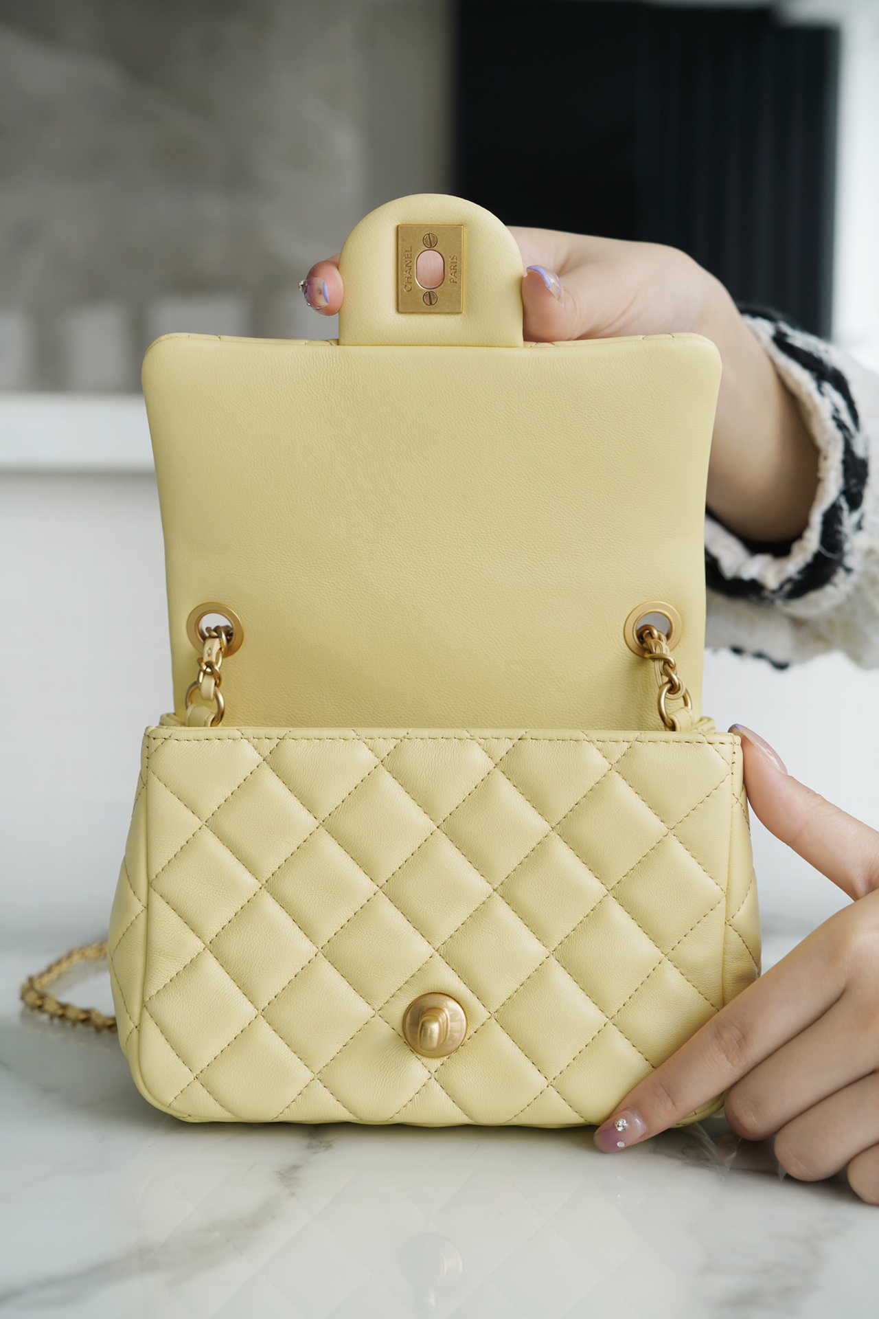 Chanel CF Metal Ball Square Fatty Chick Yellow  