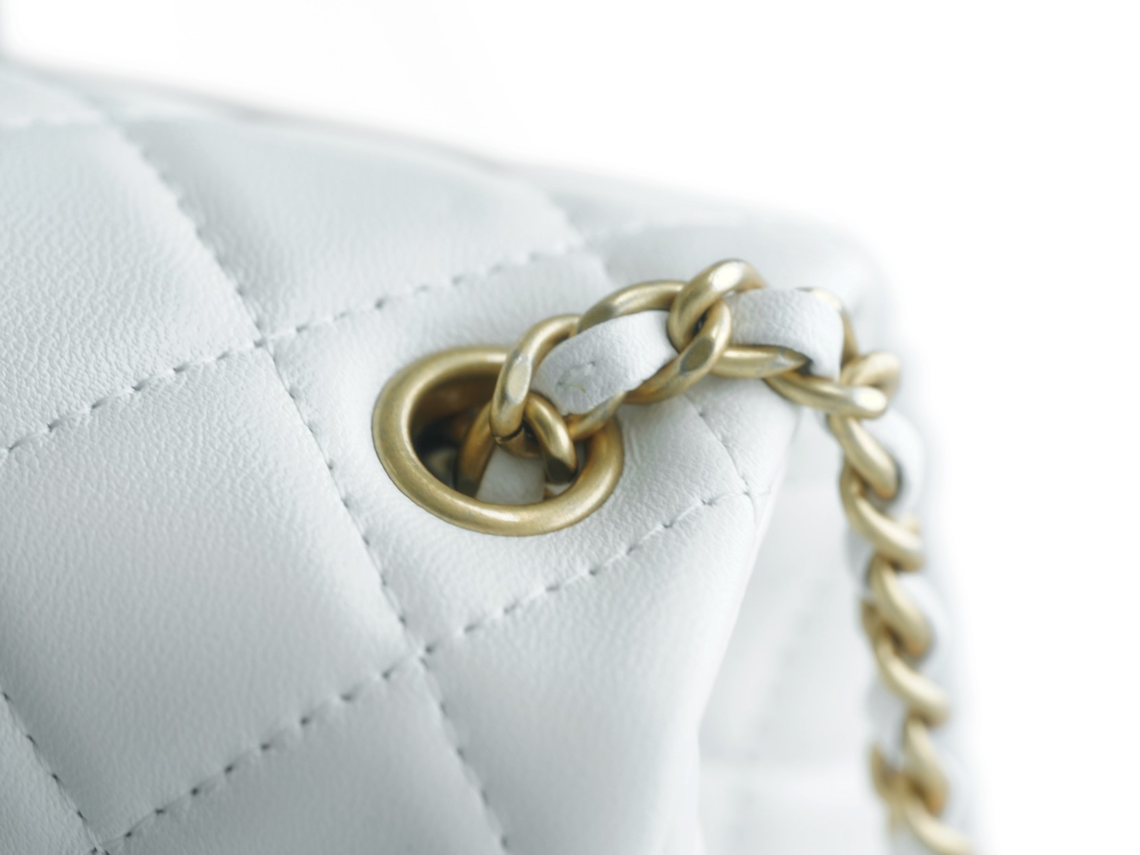 Chanel 23C Metal Ball Square Fatty White  