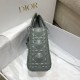 Lady Dior: 3-grid Matte Grey Diamond Lattice, Embossed Cowhide, Matte Hardware, Size: 17cm  