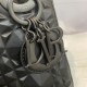 Lady Dior: 3-grid Matte Black Diamond Lattice, Embossed Cowhide, Matte Black Hardware, Size: 17cm  