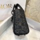 Lady Dior: 3-grid Matte Black Diamond Lattice, Embossed Cowhide, Matte Black Hardware, Size: 17cm  